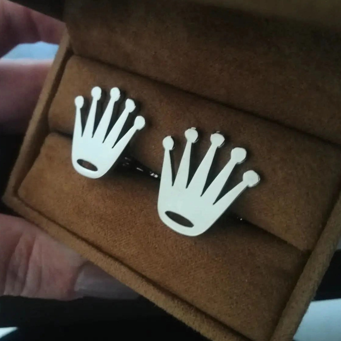 925 Rolex Logo Cufflinks by Demirelli, handcrafted sterling silver accessories featuring the iconic Rolex design for luxury and elegance