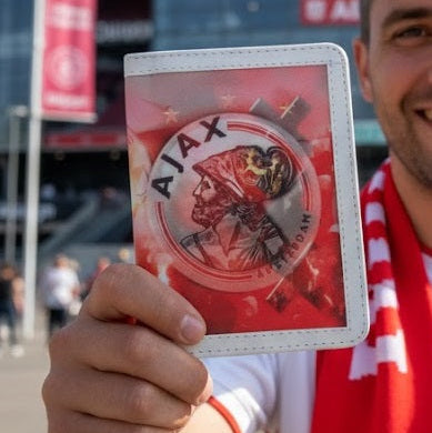 Ajax Passport Cover from Demirelli, elegant football-themed travel accessory showcasing the team’s logo and colors