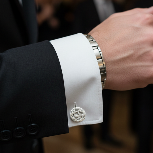 Customized Round Cufflinks by Demirelli, elegant personalized accessories crafted for timeless style and sophistication