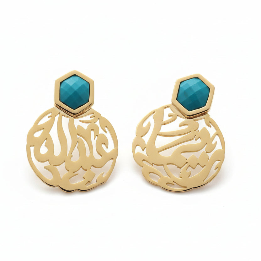 Unique Custom Turquoise Round Earrings by Demirelli, handcrafted jewelry designed to suit every style with vibrant turquoise stones