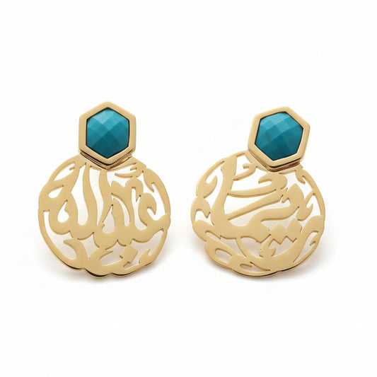 Unique Custom Turquoise Round Earrings by Demirelli, handcrafted jewelry designed to suit every style with vibrant turquoise stones