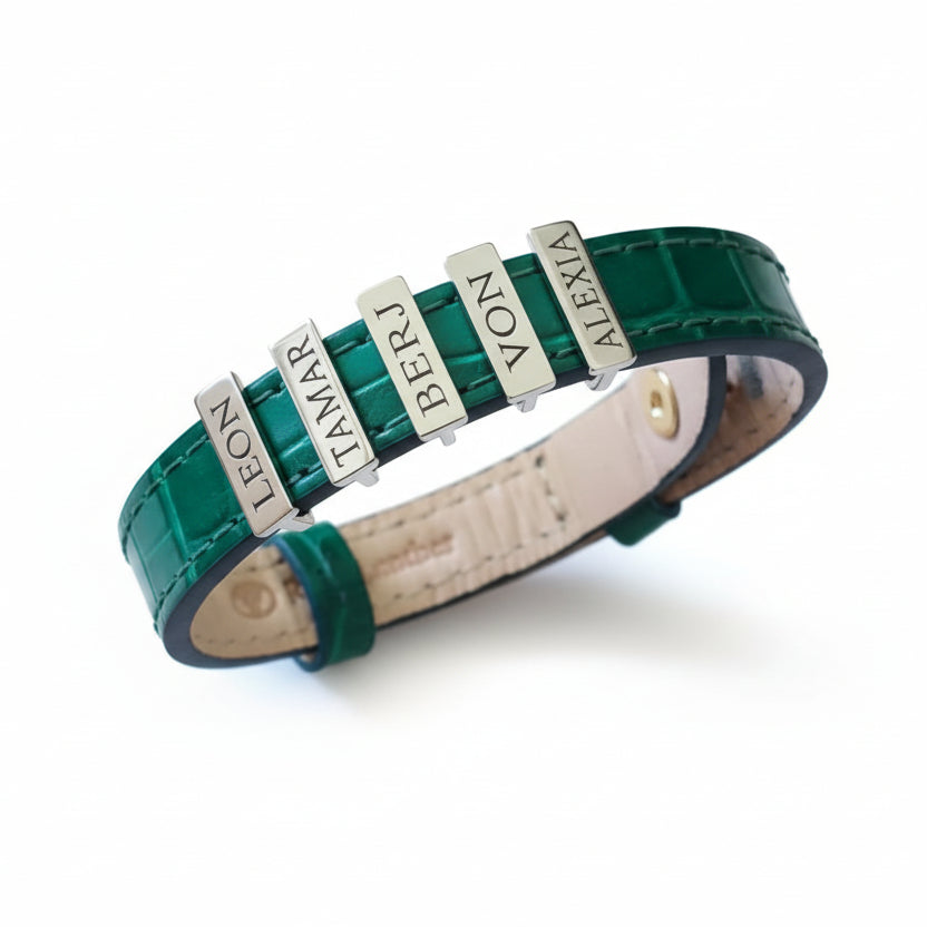 Leather Family Bracelet by Demirelli, handcrafted jewelry featuring personalized family-inspired design for elegant and meaningful style