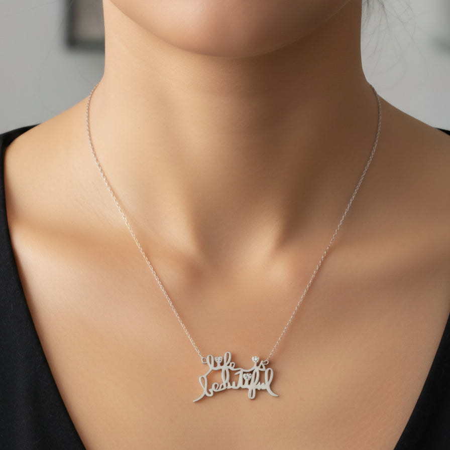 Life Is Beautiful Necklace by Demirelli, elegant handcrafted jewelry featuring an inspiring design perfect for everyday wear or gifting