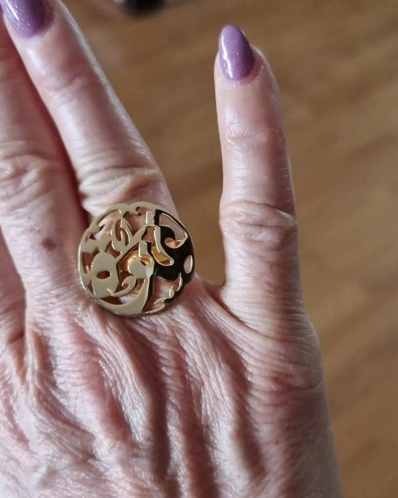 Demirelli Custom Round Name Ring, stylish personalized jewelry perfect for gifting or daily wear client photo