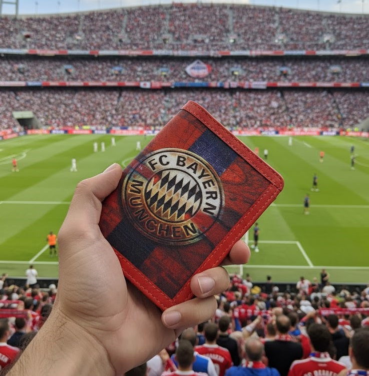 Bayern Munich Passport Cover by Demirelli, handcrafted football travel accessory featuring the club’s iconic design