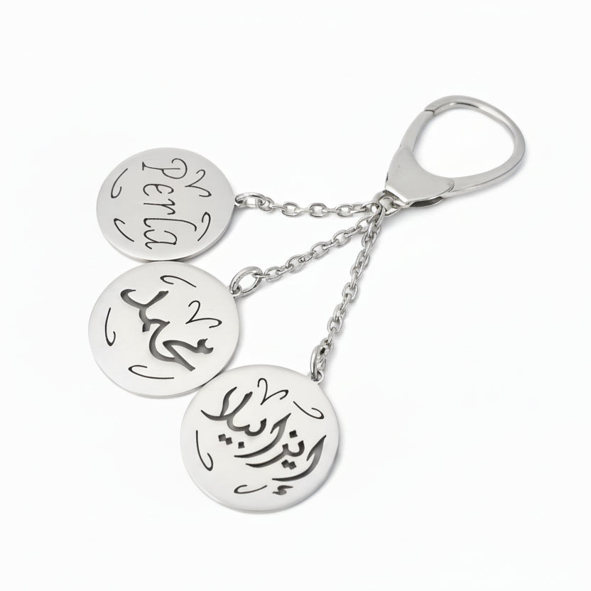 keyring with multiple names streling silver demirelli