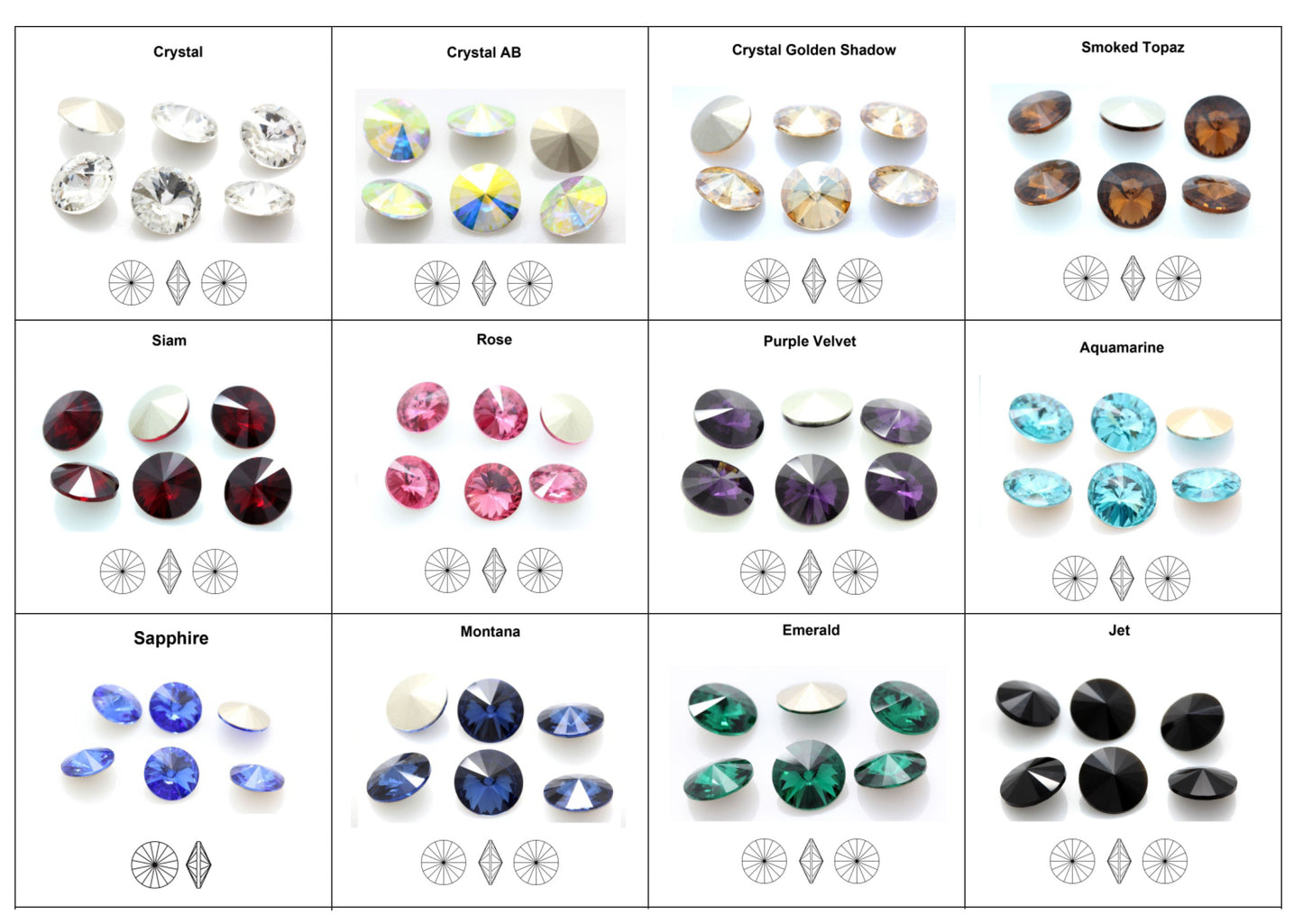 swarovski color chart rivoli1122