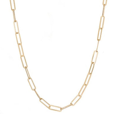Gold chain necklace on a white background