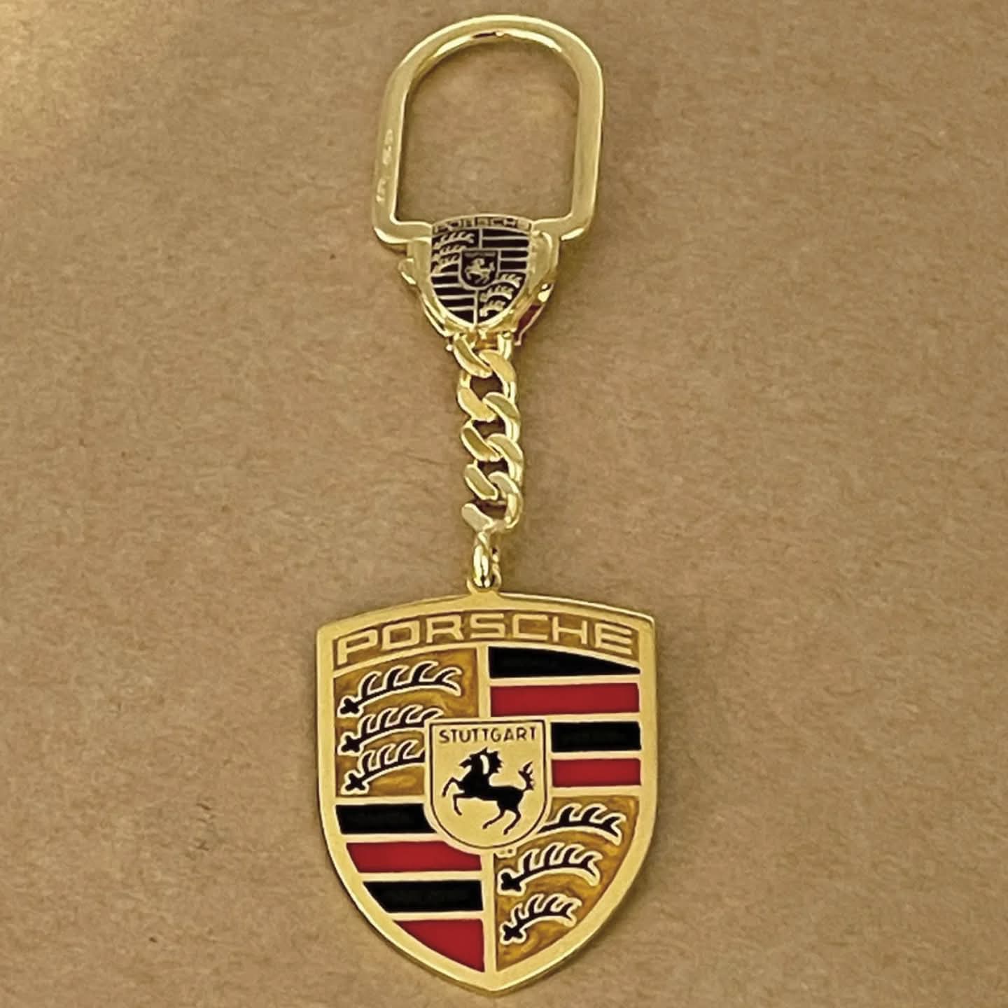 925 Sterling Silver Personalized Porsche Keyring by Demirelli, custom car logo keyring handcrafted for style and elegance