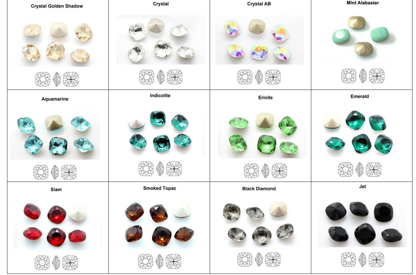 Swarovski Collection cushion cut colors demirelli