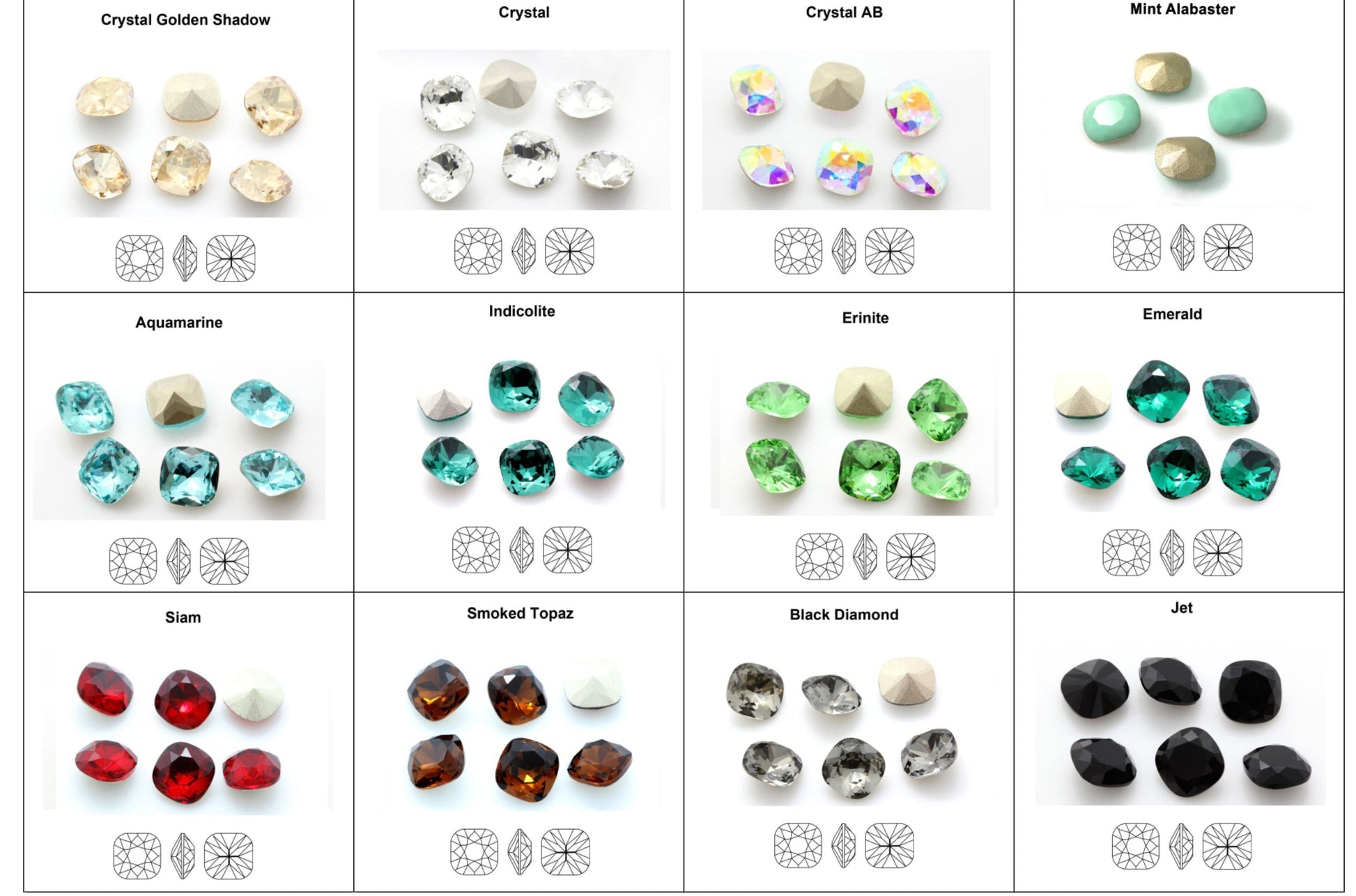 Swarovski Collection cushion cut colors demirelli