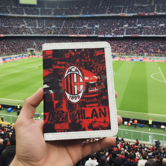 AC Milan Passport Cover from Demirelli, stylish travel accessory for football fans with team colors and logo