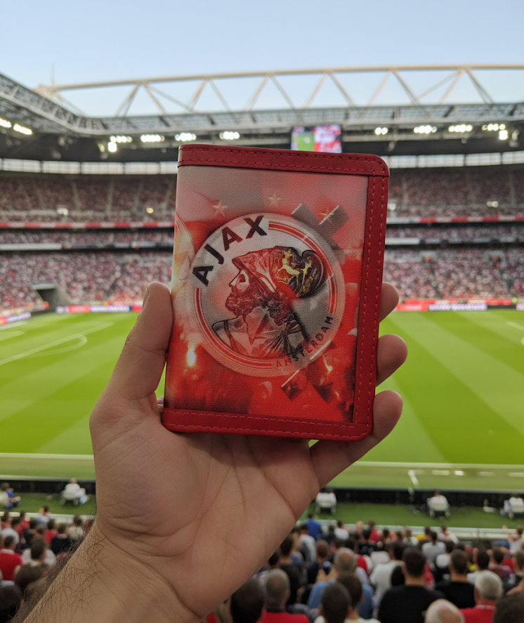 Ajax Passport Cover from Demirelli, elegant football-themed travel accessory showcasing the team’s logo and colors