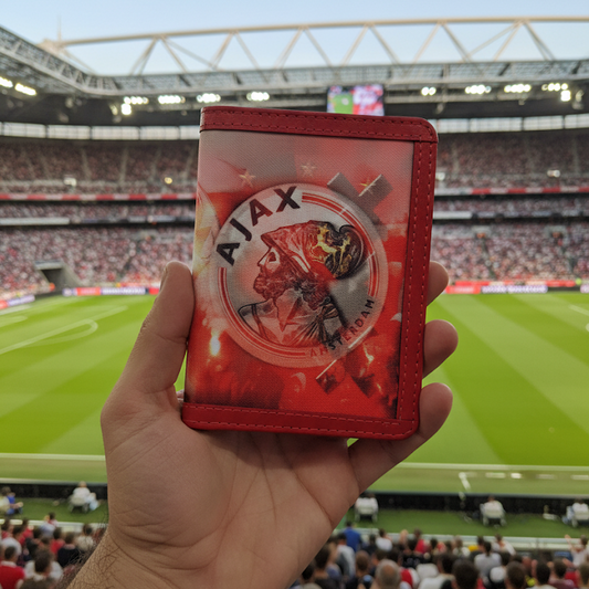 Ajax Passport Cover from Demirelli, elegant football-themed travel accessory showcasing the team’s logo and colors