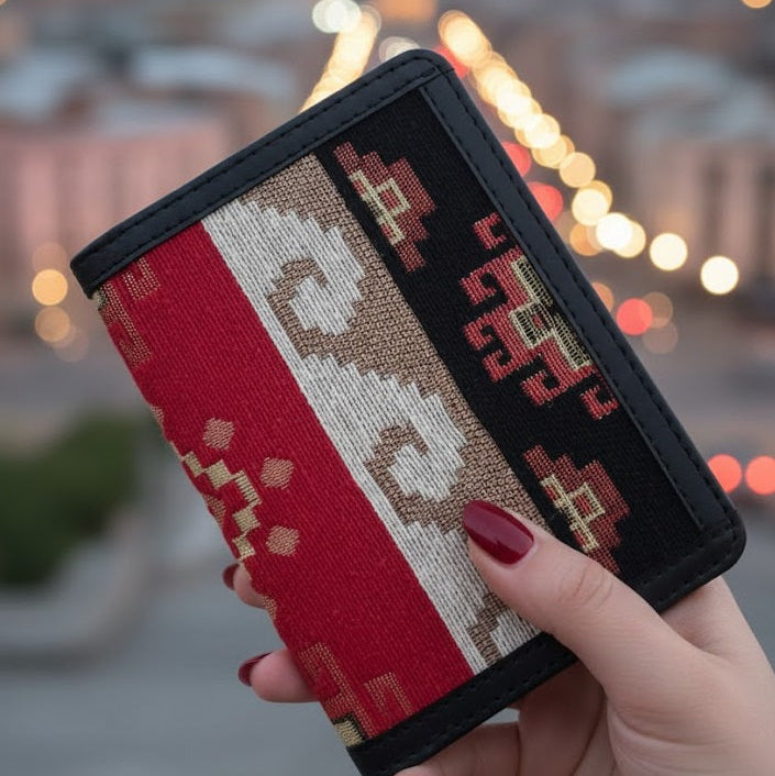 Armenian Ornament Passport Cover by Demirelli, elegant travel accessory inspired by Armenian art and handcrafted with fine detail