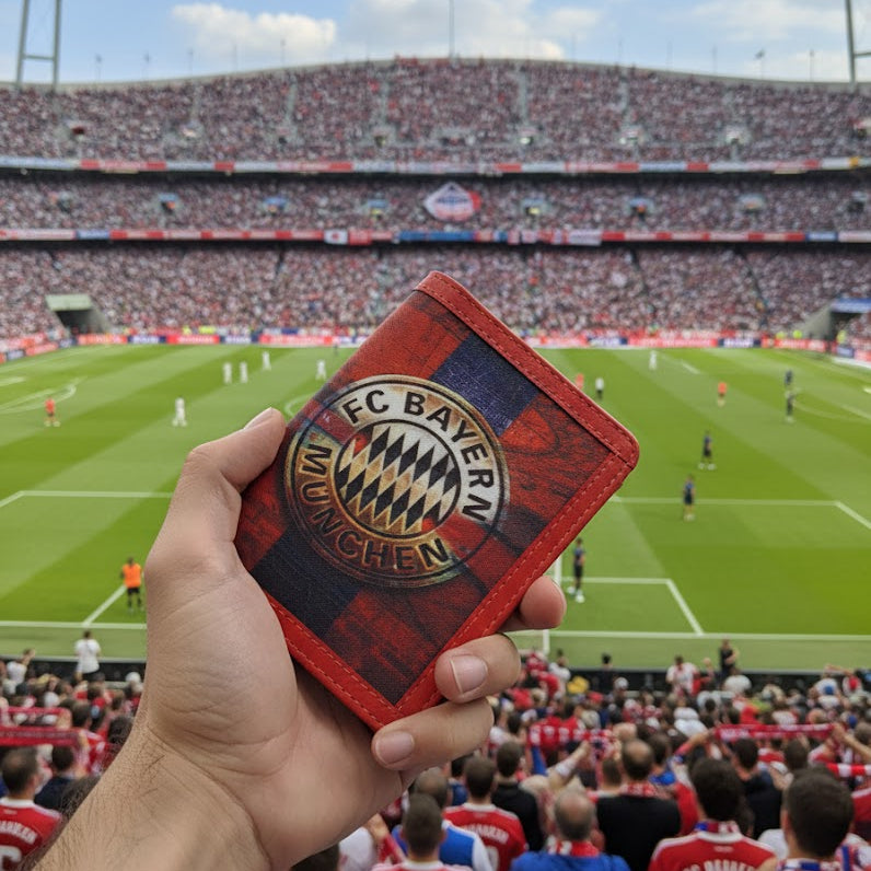 Bayern Munich Passport Cover by Demirelli, handcrafted football travel accessory featuring the club’s iconic design