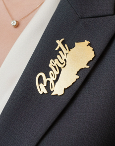 Set of Oversized Brooches - beirut lebanon map