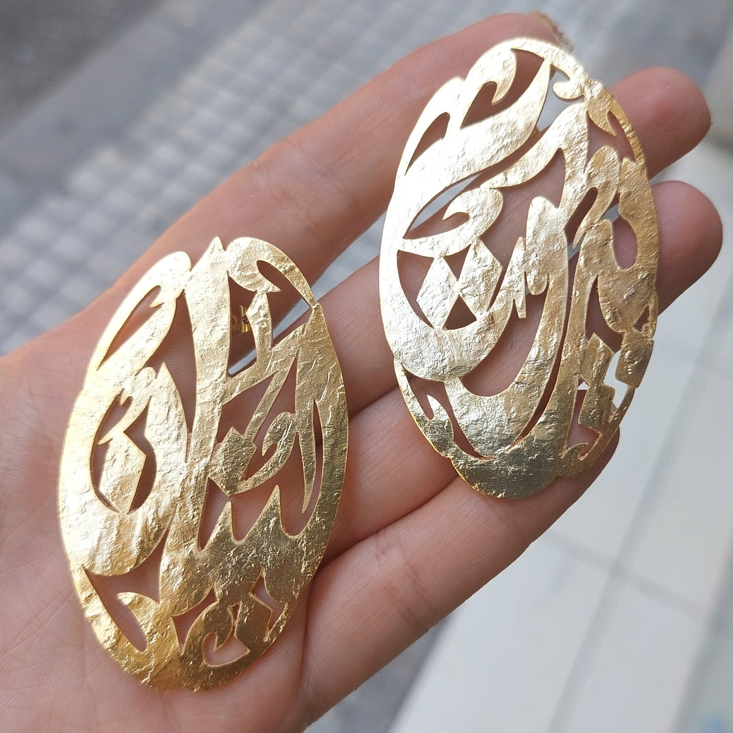 Earrings: Super Sized Oval Names - beirut lebanon