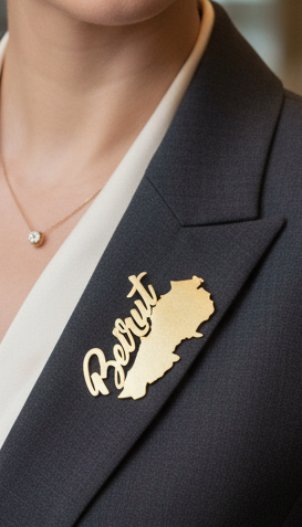 Set of Oversized Brooches - beirut map