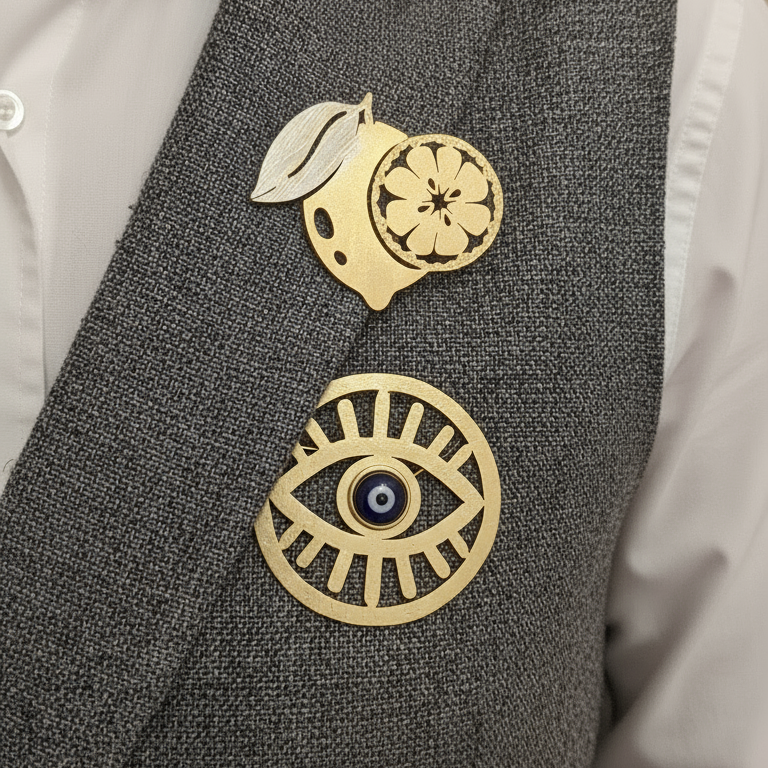 Set of Oversized Brooches - eye lemon