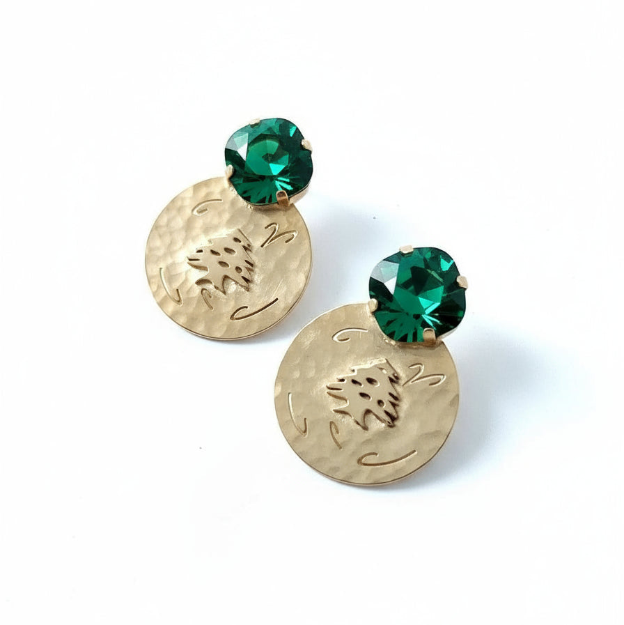 Cedar Earrings with emerald swarovski