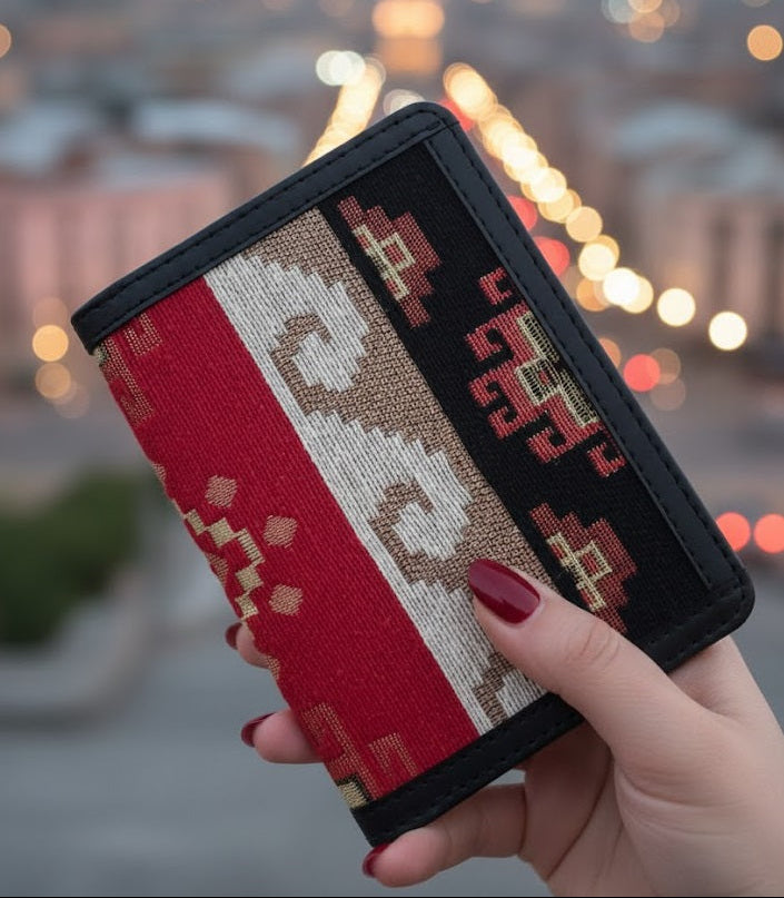 Demirelli Armenian Pattern Passport Cover, stylish and durable design featuring traditional Armenian ornaments for elegant travelers