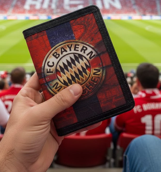 Bayern Munich Passport Cover by Demirelli, handcrafted football travel accessory featuring the club’s iconic design