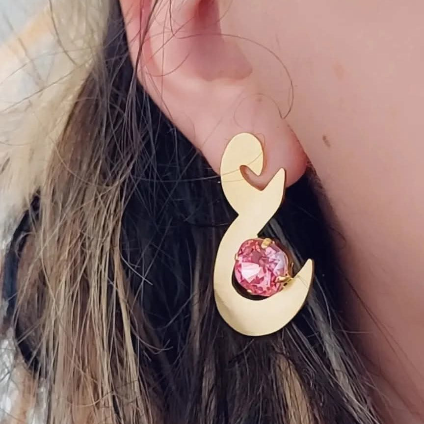 Demirelli Custom Letter Earrings adorned with Swarovski crystals, elegant and personalized jewelry for a unique look