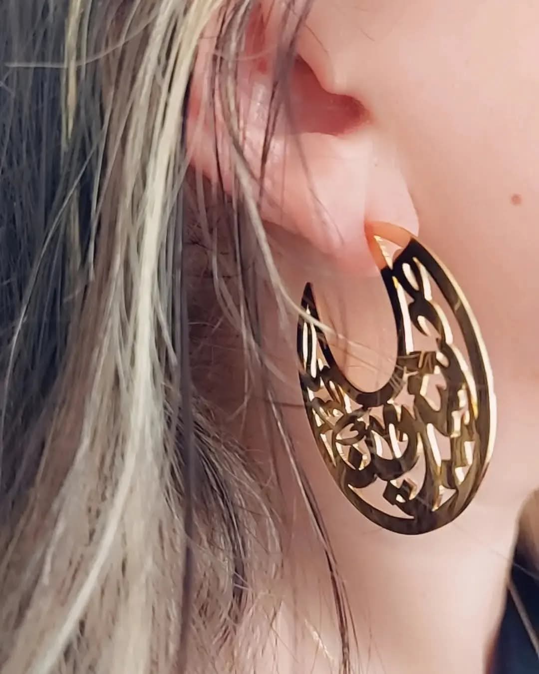 Demirelli Custom Personalized Hoop Earrings, stylish handcrafted hoops featuring unique personalized design