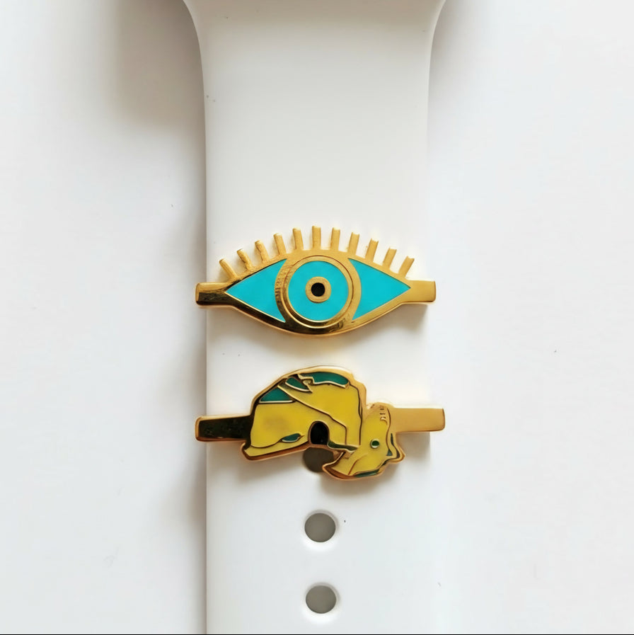 Enamel Smart Watch Band Add-On by Demirelli, handcrafted personalized accessory designed to elevate your smartwatch with elegant detail, raouche, and evil eye designs