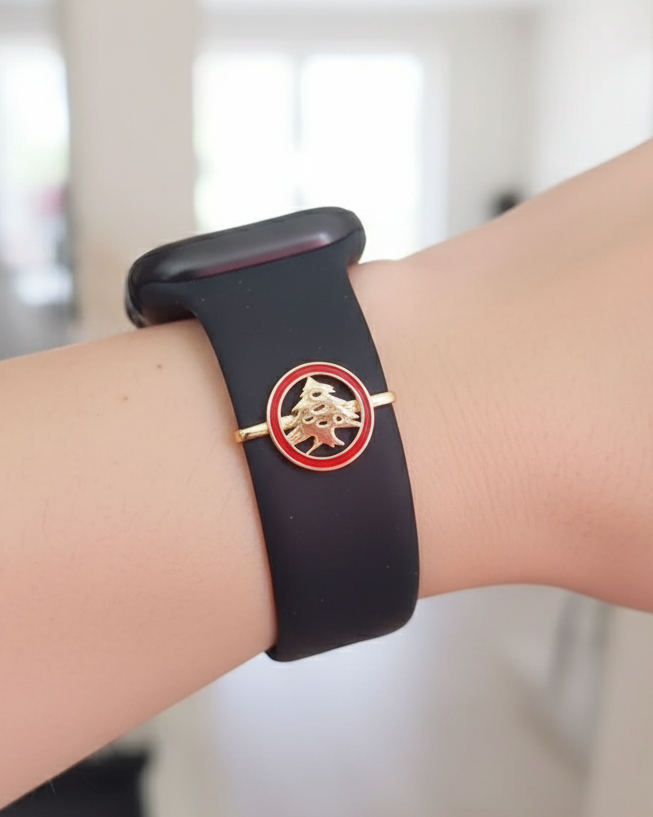 Demirelli Enamel Smart Watch Band Add-On, stylish handcrafted charm that adds a touch of color and sophistication to your smartwatch, lebanese cedar design