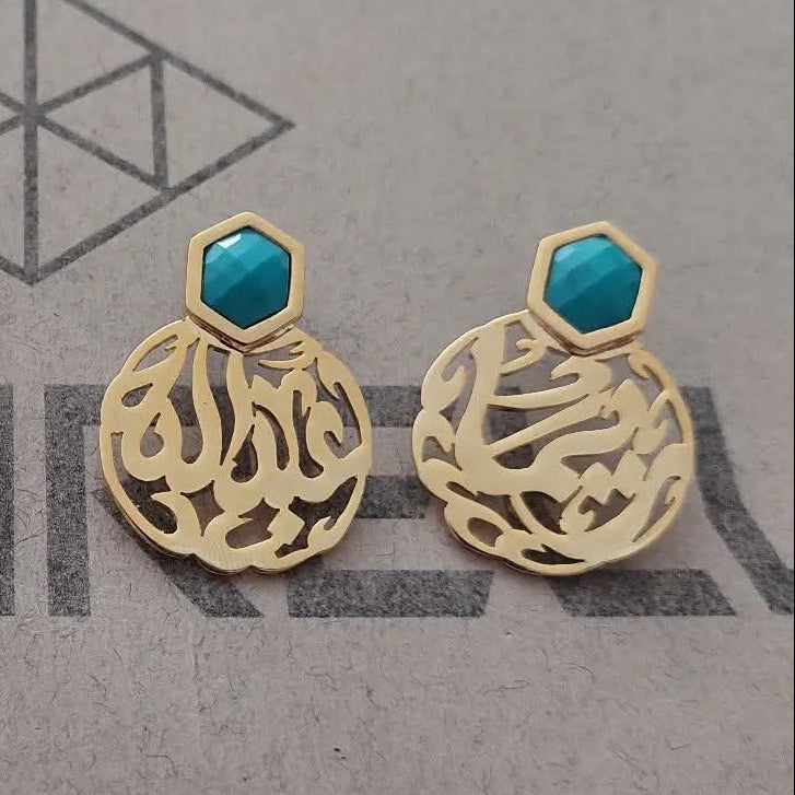 Unique Custom Turquoise Round Earrings by Demirelli, handcrafted jewelry designed to suit every style with vibrant turquoise stones