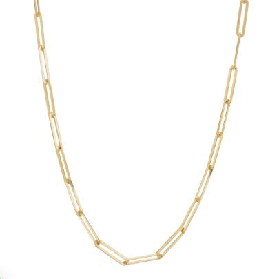 Gold chain necklace on a white background