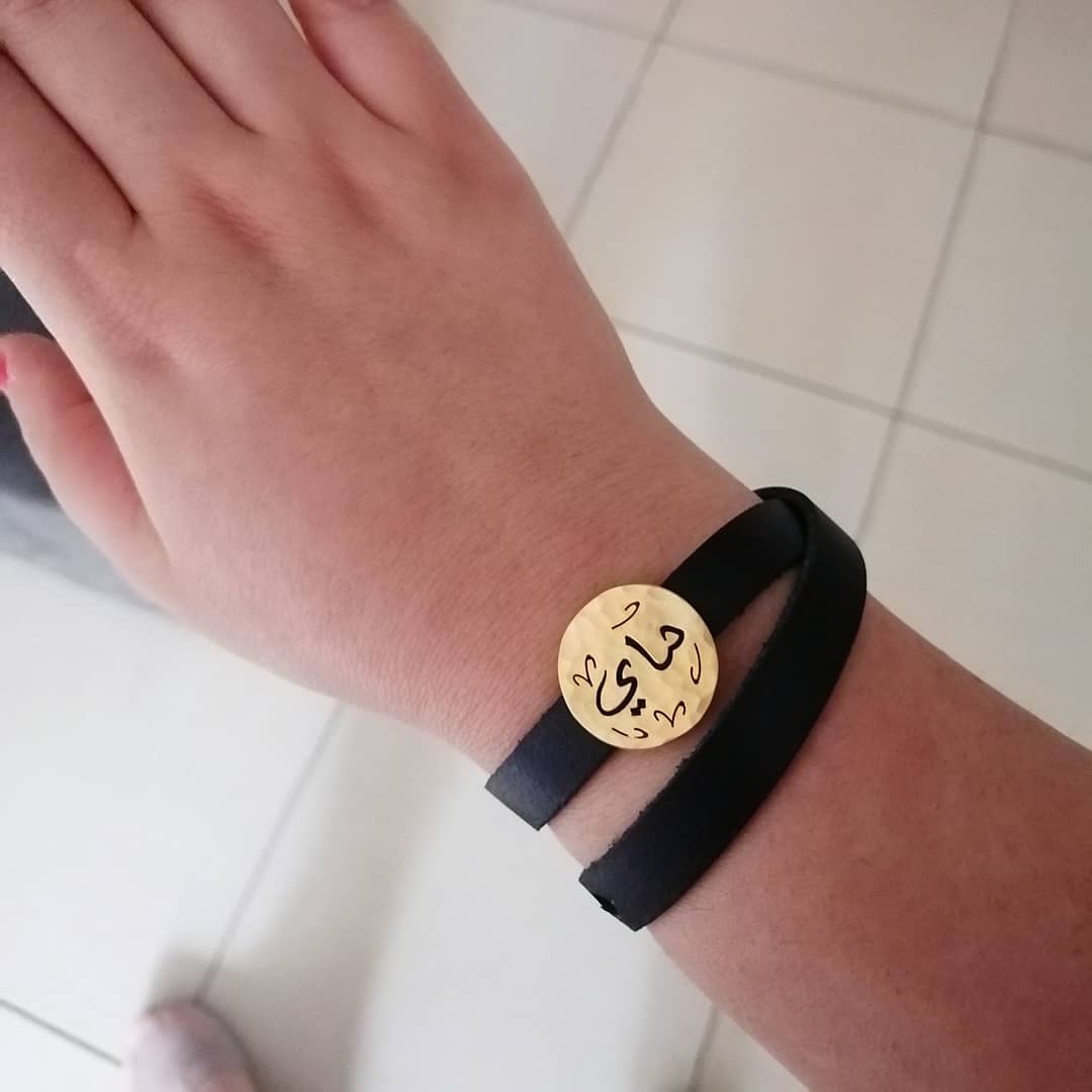 leather bracelet double layer with name 