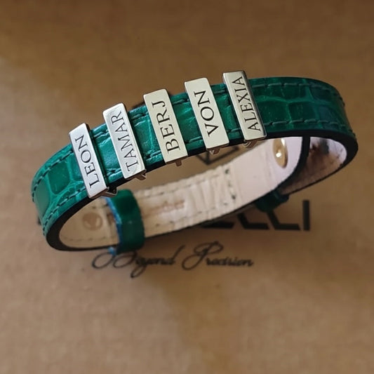 Leather Family Bracelet by Demirelli, handcrafted jewelry featuring personalized family-inspired design for elegant and meaningful style