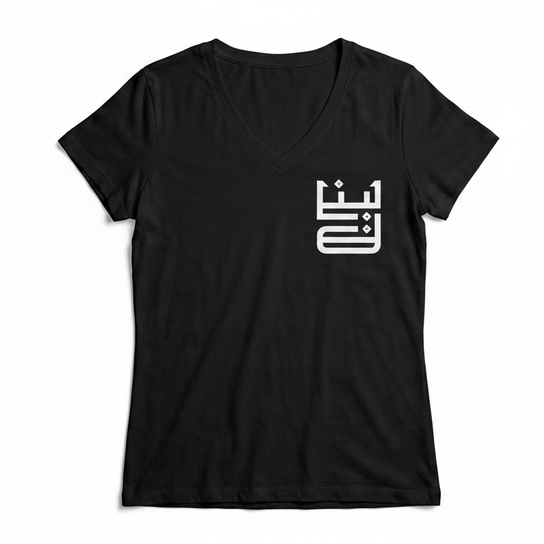 Black t-shirt with a white lebanon logo on a light gray background