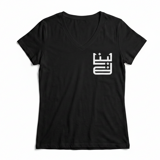 Black t-shirt with a white lebanon logo on a light gray background