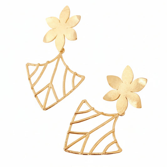 lineage earrings collection flower design gold plated