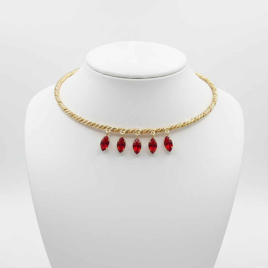 Marquise Droplet Choker from demirelli on a white background with siam swarovskis