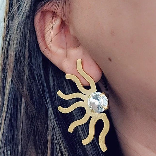 nova earrings golden with swarovski