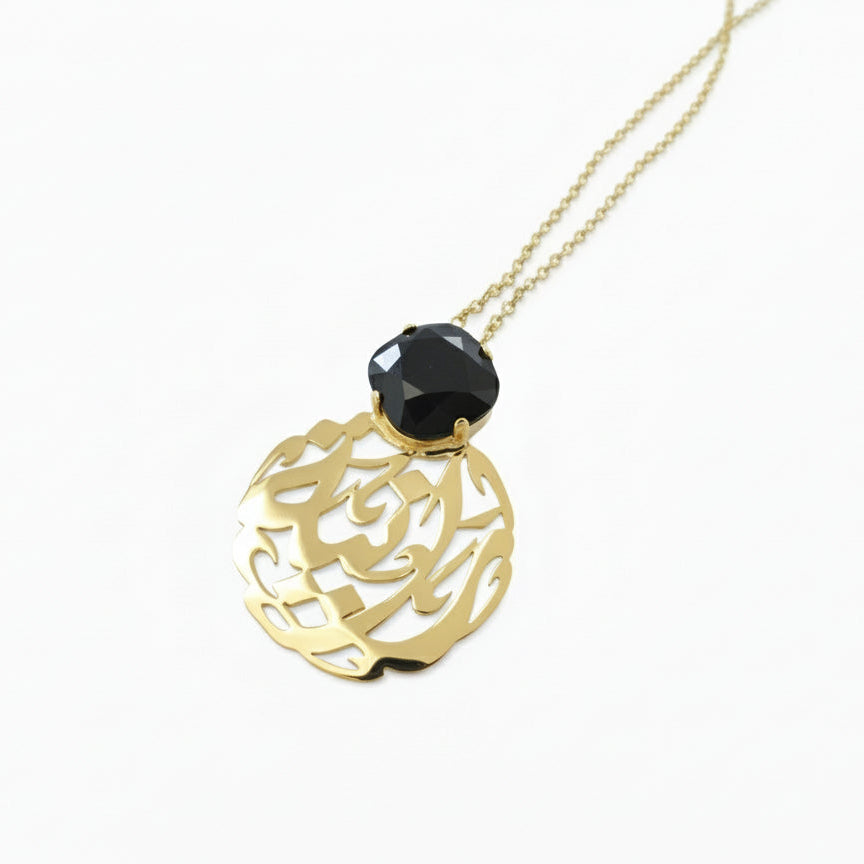 Personalized Round Name Necklace with Swarovski from Demirelli, elegant handcrafted jewelry designed to shine and reflect your unique style