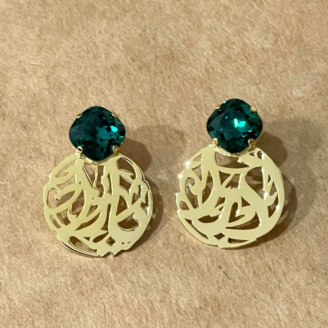 Personalized Round Name Earrings with Swarovski from Demirelli, handcrafted and sparkling jewelry perfect for gifting or stylish everyday wear