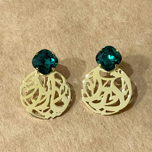 Personalized Round Name Earrings with Swarovski from Demirelli, handcrafted and sparkling jewelry perfect for gifting or stylish everyday wear