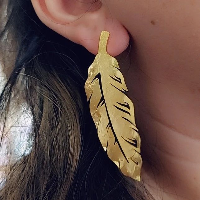 Phyllis Earrings - Demirelli- long leaf gold plated
