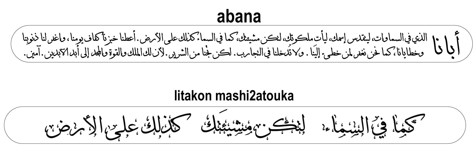 Text in Arabic with a decorative border and the word 'abana' at the top.