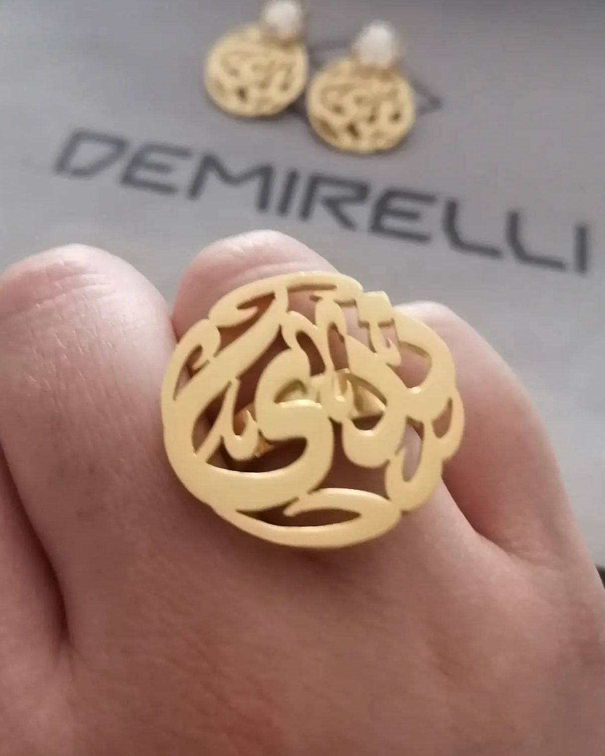 Demirelli Custom Round Name Ring, stylish personalized jewelry perfect for gifting or daily wear gold