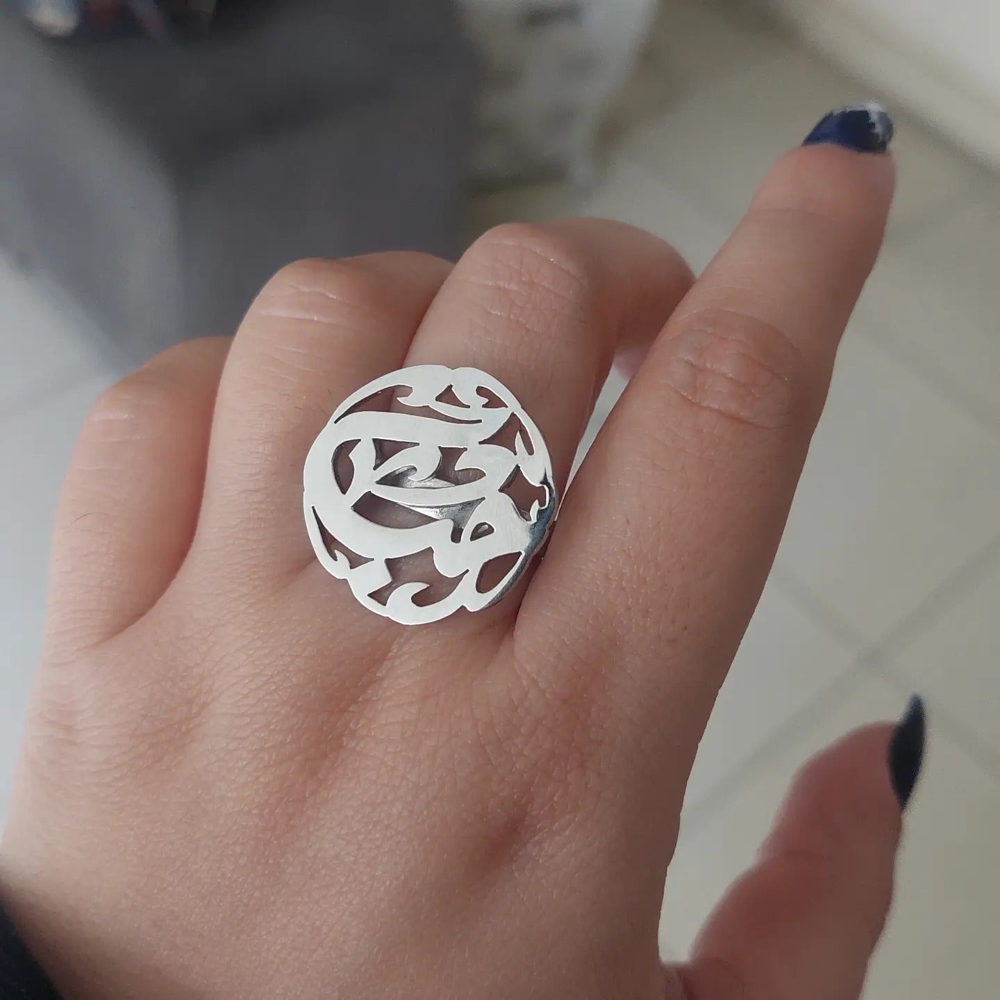 Round Name Ring by Demirelli, personalized handcrafted jewelry designed for elegance and meaningful style silver