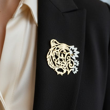 Set of Oversized Brooches - tiger
