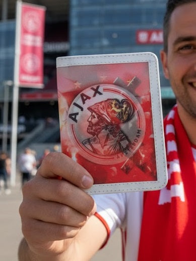 Ajax Passport Cover from Demirelli, elegant football-themed travel accessory showcasing the team’s logo and colors
